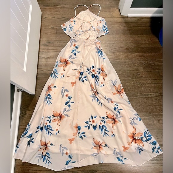 Lulus light pink floral open back maxi dress size small - Picture 5 of 5